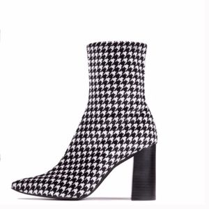 Jeffrey Campbell Black and White Houndstooth Ankle Boots